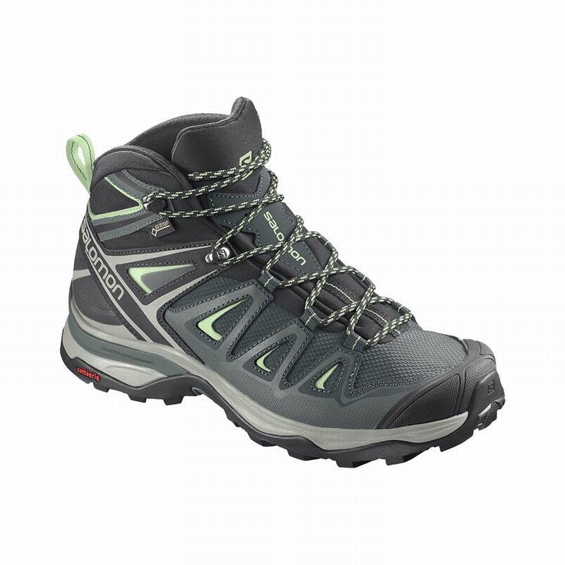 Salomon Singapore Womens Hiking Boots - X ULTRA 3 MID GORE-TEX Green | 02364-WFYC